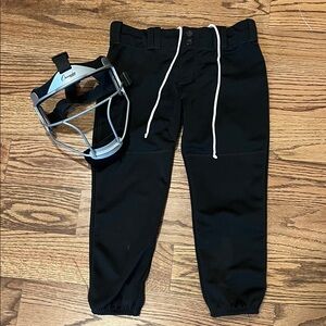 Girls softball pants and mask